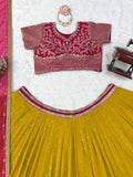 Latest Designer Foux Gorgette Lehenaga Choli With Sequence Work