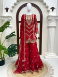Latest Designer Faux Georgette Top Sahara And Dupatta Set