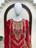 Latest Designer Faux Georgette Top Sahara And Dupatta Set