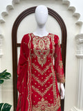 Latest Designer Faux Georgette Top Sahara And Dupatta Set