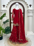Latest Designer Faux Georgette Top Sahara And Dupatta Set