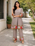 Latest Premium Mul Chanderi Silk Co-ord Set With Embroidery Work