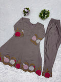 Latest Premium Mul Chanderi Silk Co-ord Set With Embroidery Work
