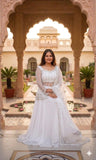 Designer Heavy Rangoli Silk With Net Koti Laehgan And Dupatta Set