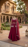 Designer Heavy Rangoli Silk With Net Koti Laehgan And Dupatta Set