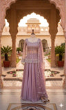 Designer Heavy Rangoli Silk With Net Koti Laehgan And Dupatta Set