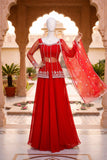 Designer Heavy Rangoli Silk With Net Koti Laehgan And Dupatta Set