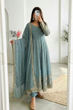 Designer Party Wear  Heavy Crunchy Silk Gown Dupatta And Pant