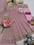 Designer Party Wear  Heavy Crunchy Silk Gown Dupatta And Pant