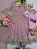 Designer Party Wear  Heavy Crunchy Silk Gown Dupatta And Pant