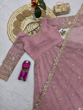 Designer Party Wear  Heavy Crunchy Silk Gown Dupatta And Pant