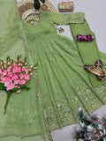 Designer Party Wear  Heavy Crunchy Silk Gown Dupatta And Pant