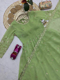Designer Party Wear  Heavy Crunchy Silk Gown Dupatta And Pant