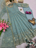 Designer Party Wear  Heavy Crunchy Silk Gown Dupatta And Pant