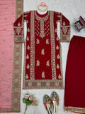Faux Georgette fabric with inner With Thread & Sequence With Pearl work Salwar Kameez
