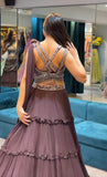 Designer Party Wear Floral Frilled With Embroidery Coding Work Lehengha Choli