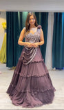 Designer Party Wear Floral Frilled With Embroidery Coding Work Lehengha Choli