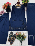New Designer Natural Crep Silk Top-Bottom And Dupatta Set