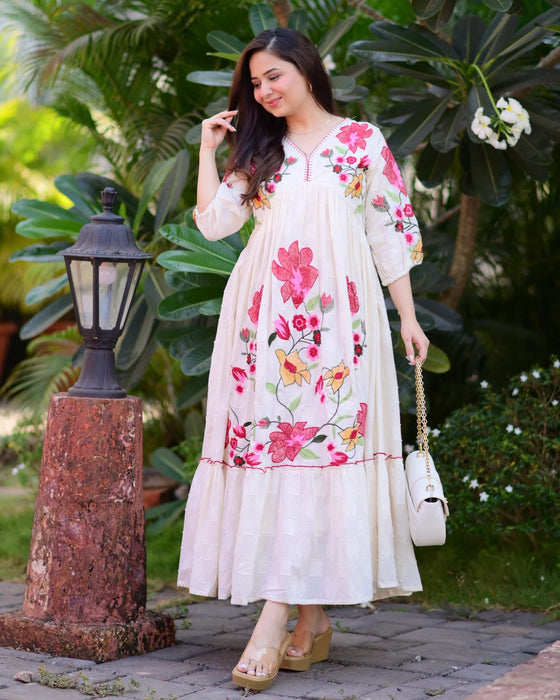 Latest Beutiful Rayon Gown With Embroidery Work