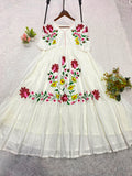 Latest Beutiful Rayon Gown With Embroidery Work