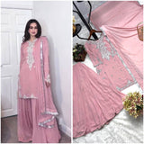 Latrst Heavy Faux Georgette Salwar Kameez With Embroidery Work