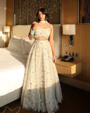 Premium Tabby Silk Embellished With Beautiful Thread Embroidery Work Lehenga Choli