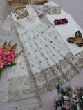 Latest Designer Fandy Silk Gown Bottom And Dupatta Set