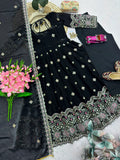 Latest Designer Fandy Silk Gown Bottom And Dupatta Set