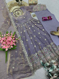 Latest Designer Fandy Silk Gown Bottom And Dupatta Set