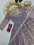 Latest Designer Fandy Silk Gown Bottom And Dupatta Set