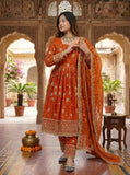 New Designer Party Wear  Top Gown Pant and Dupatta Set