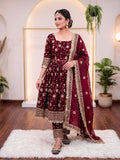New Designer Party Wear  Top Gown Pant and Dupatta Set