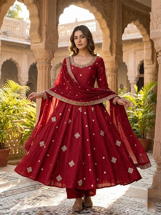 Lates Designer SAlwar Kameez With Crunchy Silk Fabric With Embroidered Sequence Work