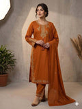Latest Beautiful Roman Silk Plazzo Suit With Embroidery Work