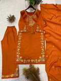 Latest Beautiful Roman Silk Plazzo Suit With Embroidery Work