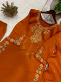 Latest Beautiful Roman Silk Plazzo Suit With Embroidery Work