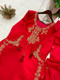 Latest Beautiful Roman Silk Plazzo Suit With Embroidery Work