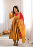 Beautiful Designer  Roman Silk Anarkali Suit With Embroidered Sequence With Real Mirror Work