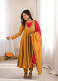 Beautiful Designer  Roman Silk Anarkali Suit With Embroidered Sequence With Real Mirror Work