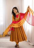 Beautiful Designer  Roman Silk Anarkali Suit With Embroidered Sequence With Real Mirror Work