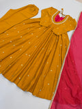 Beautiful Designer  Roman Silk Anarkali Suit With Embroidered Sequence With Real Mirror Work