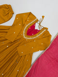 Beautiful Designer  Roman Silk Anarkali Suit With Embroidered Sequence With Real Mirror Work