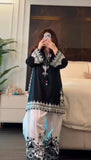 Latest Designer Natural Crep Silk Top-Farshi Salwar With Dupatta Set