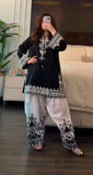 Latest Designer Natural Crep Silk Top-Farshi Salwar With Dupatta Set