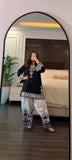 Latest Designer Natural Crep Silk Top-Farshi Salwar With Dupatta Set