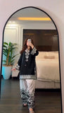Latest Designer Natural Crep Silk Top-Farshi Salwar With Dupatta Set
