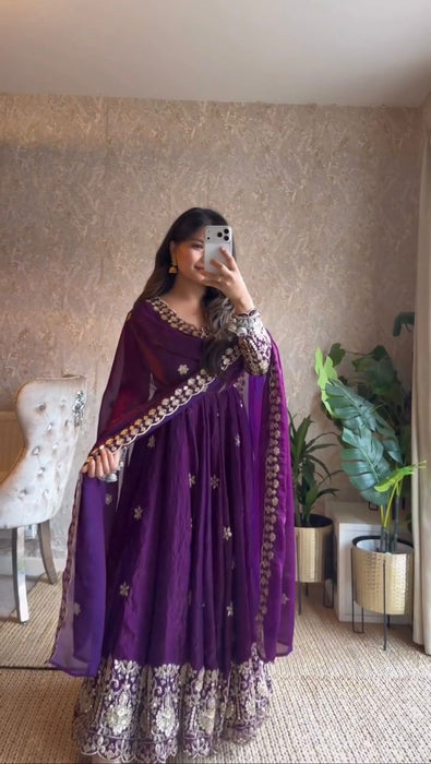 Latest Designer Fendy Silk Anarkali Suit