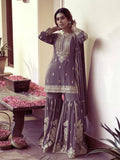 DESIGNER 3 PIECE STYLISH TOP, SHARARA AND DUPATTA WITH BEAUTIFUL EMBROIDERY SEQUENCE WORK