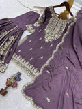 DESIGNER 3 PIECE STYLISH TOP, SHARARA AND DUPATTA WITH BEAUTIFUL EMBROIDERY SEQUENCE WORK