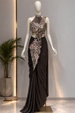 New Super Trending Embroidery Sequence work ready to wear saree with Embroidery Blouse